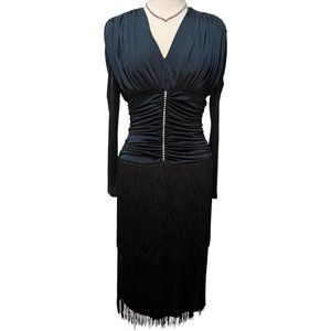 Black dress with fringe